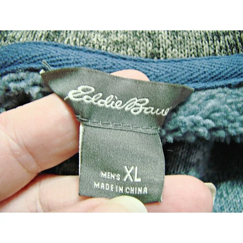 Eddie Bauer Mens Radiator Fleece Pullover 1/4-Zip Heather Blue Mock Neck Size XL
